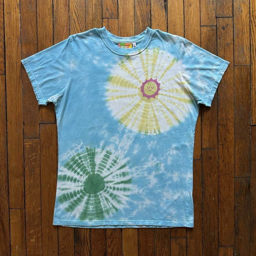 Big Bud Press Blue Starburst Tie Dye Tee Women Medium Summer Festival Party